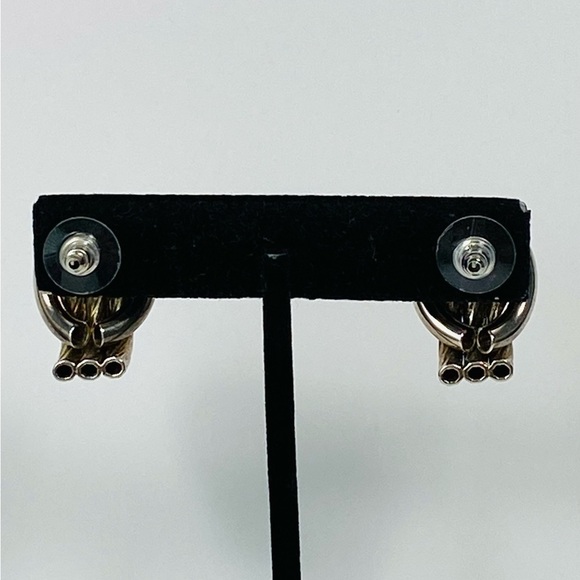 Earrings Silver Textured Tube Design Statement Silver Tone Vintage - Picture 6 of 12